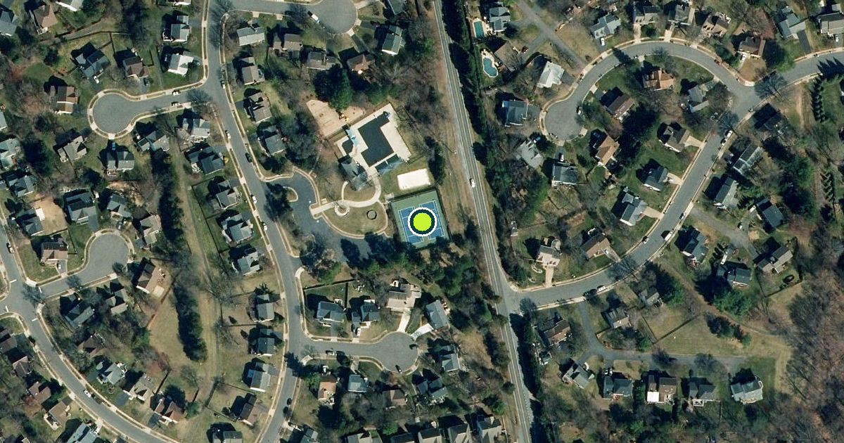 Satellite view of Armfield Farm HOA Tennis and Pickleball Courts