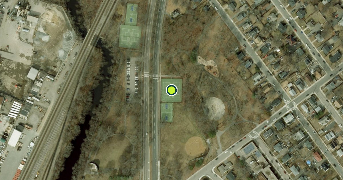 Satellite view of Boston Pickleball Courts