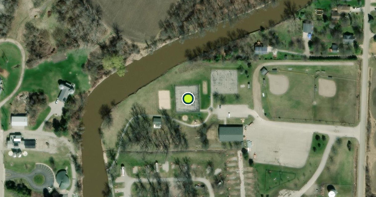 Satellite view of City Park and Campground Pickleball Courts