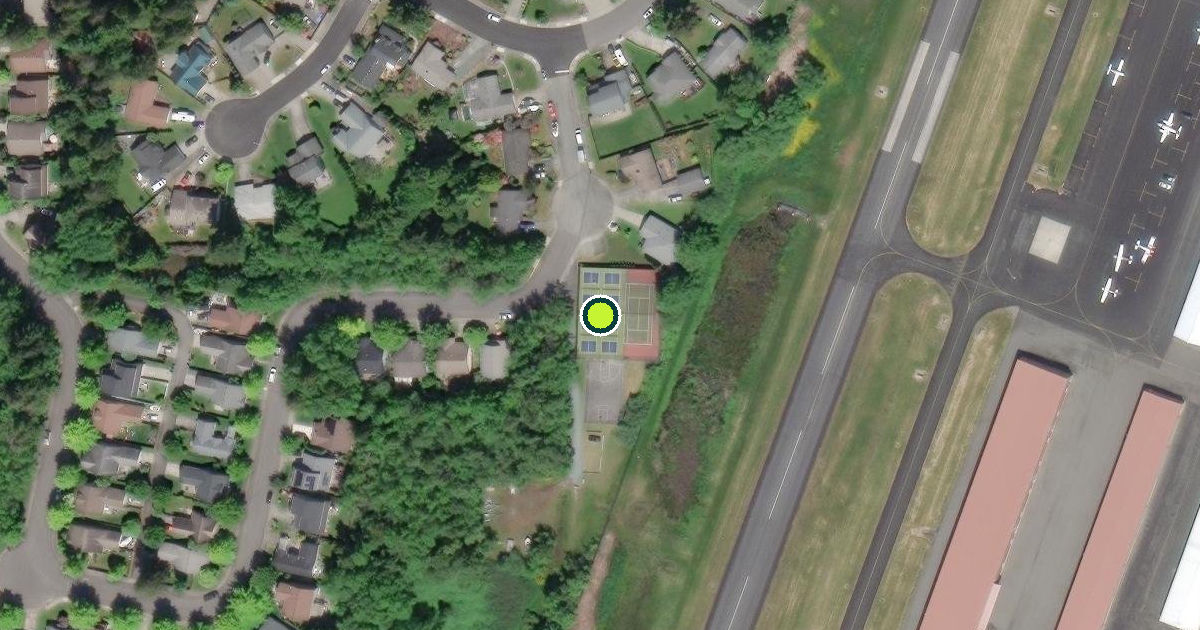 Satellite view of Clearidge Park pickleball courts