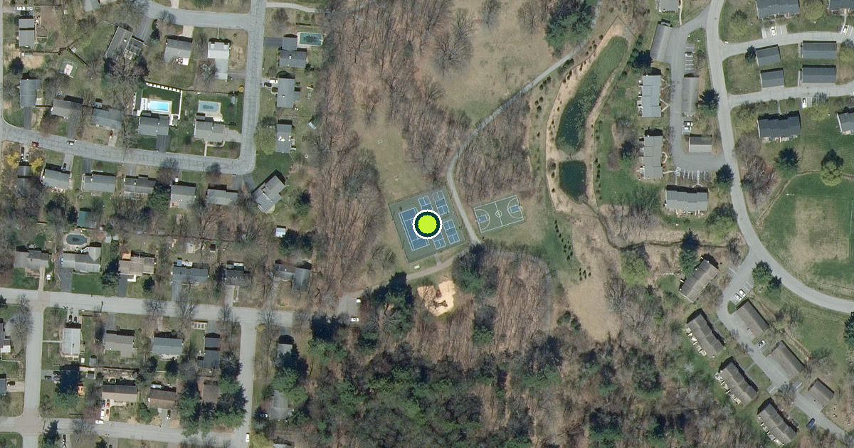 Satellite view of Converted Tennis Court. Now Pickleball Courts