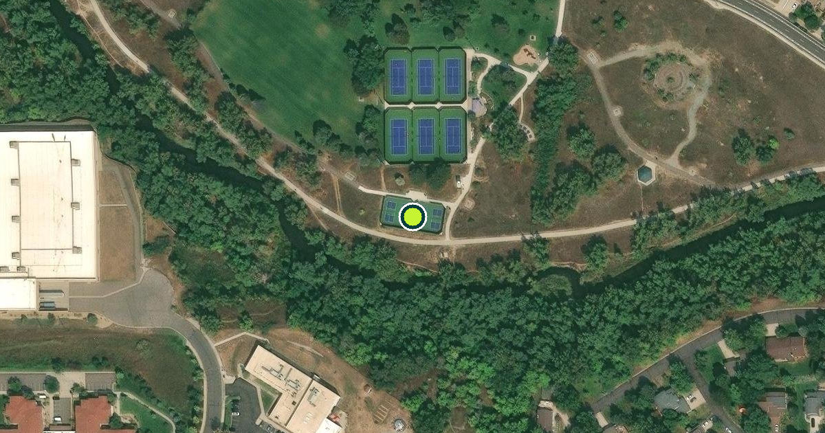 Satellite view of Denver Pickleball Courts