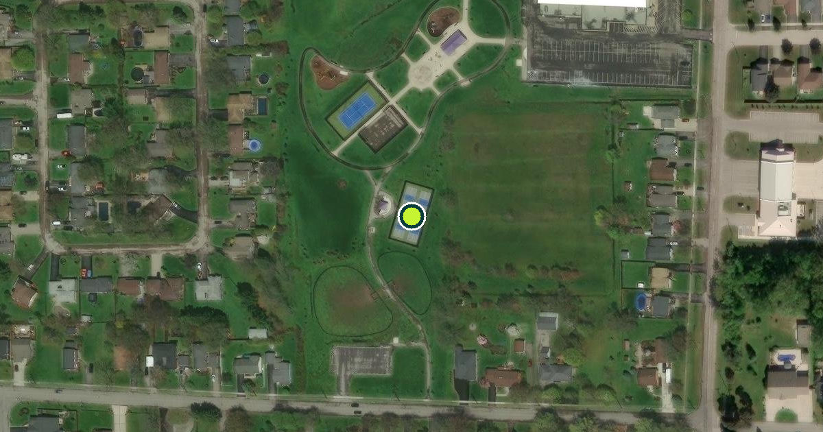 Satellite view of Fort Erie Pickleball Courts