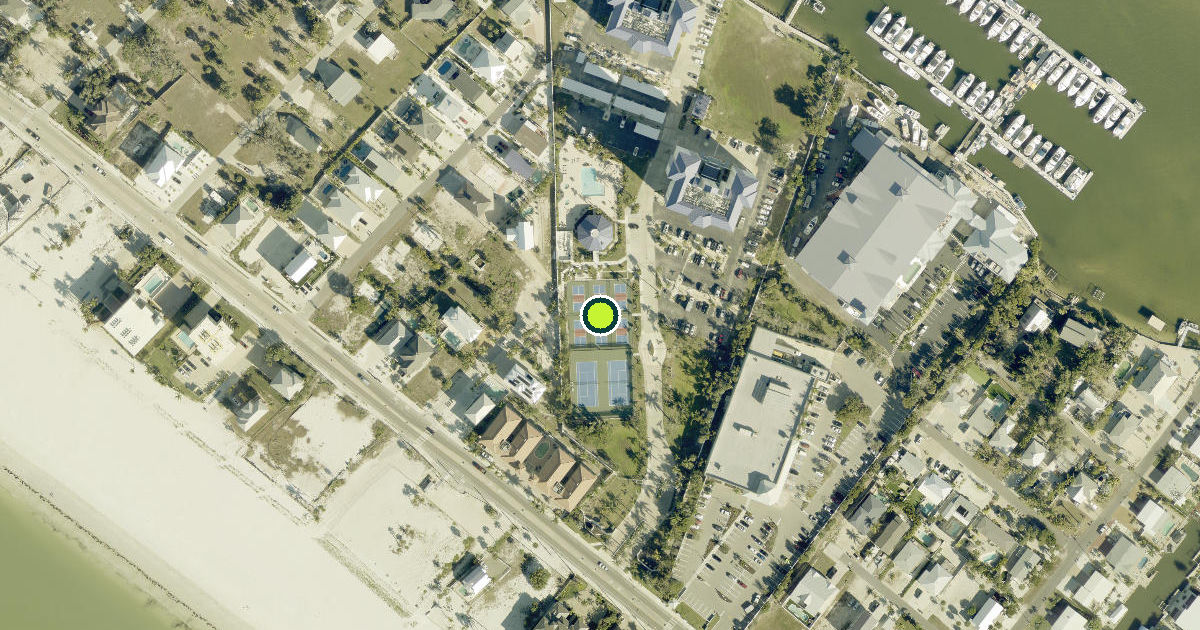 Satellite view of Fort Myers Beach Pickleball Courts