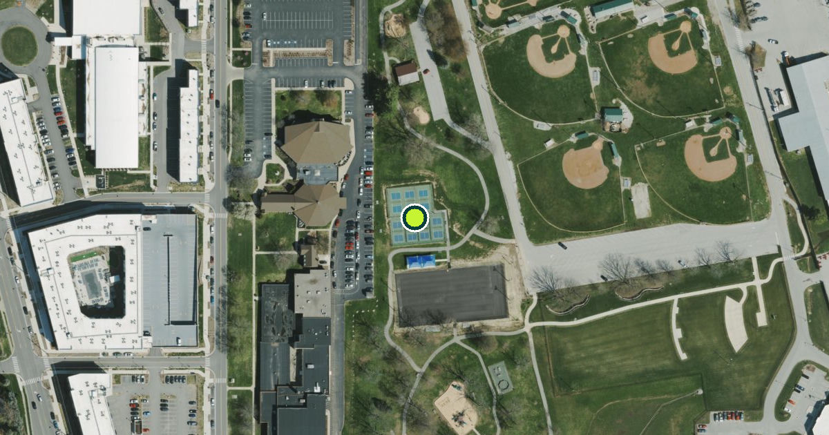 Satellite view of Greenwood Pickleball Courts