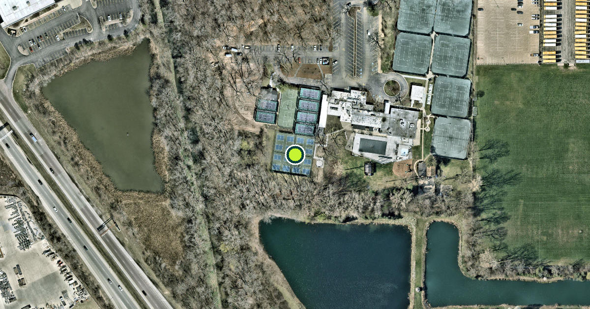 Satellite view of Highland Park Pickleball Courts