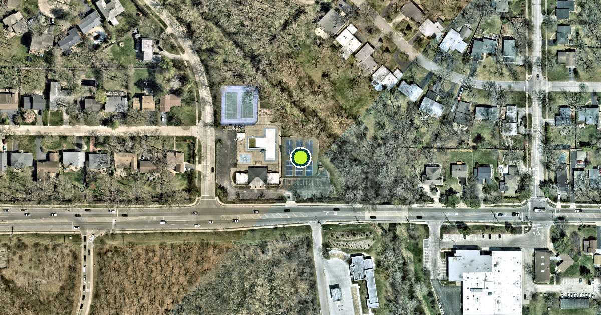Satellite view of Highland Park Pickleball Courts