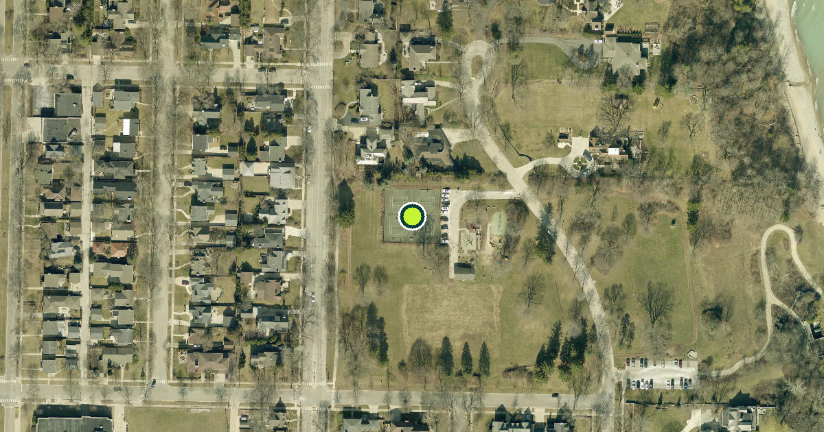 Satellite view of Klode Park Pickleball Courts