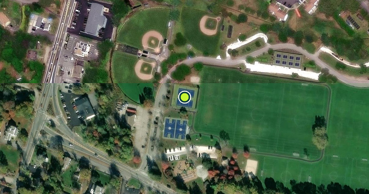 Satellite view of North Kingstown Pickleball Courts