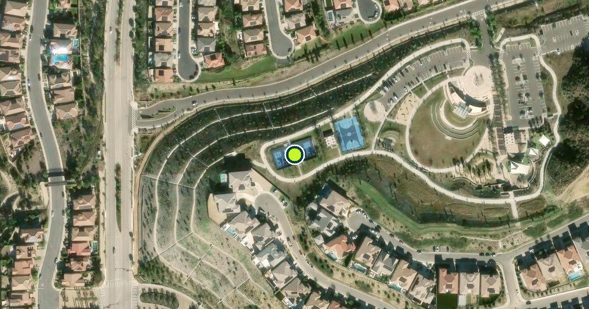 Satellite view of pickleball courts