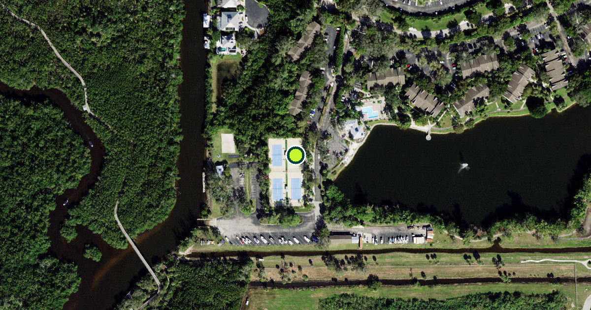 Satellite view of River Reach Park Pickleball Courts