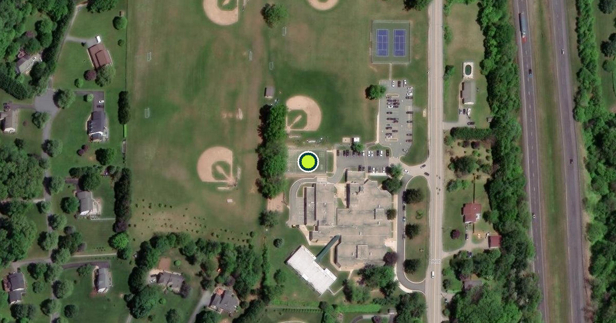 Satellite view of Seventh District Elementary School Pickleball Courts