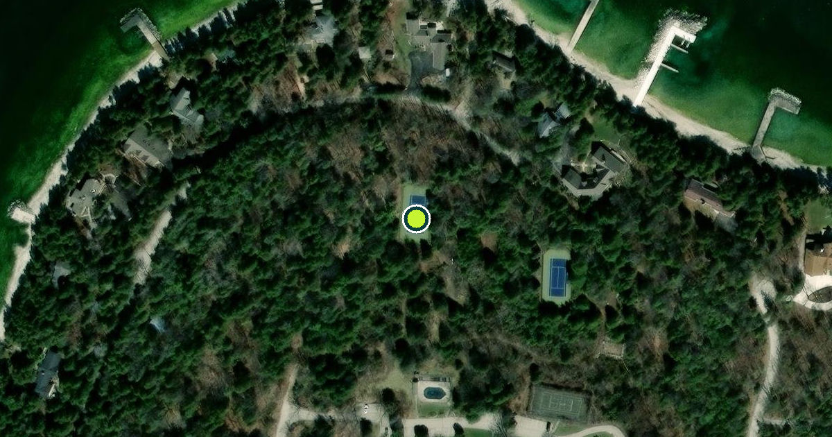 Satellite view of Sister Bay Pickleball Courts
