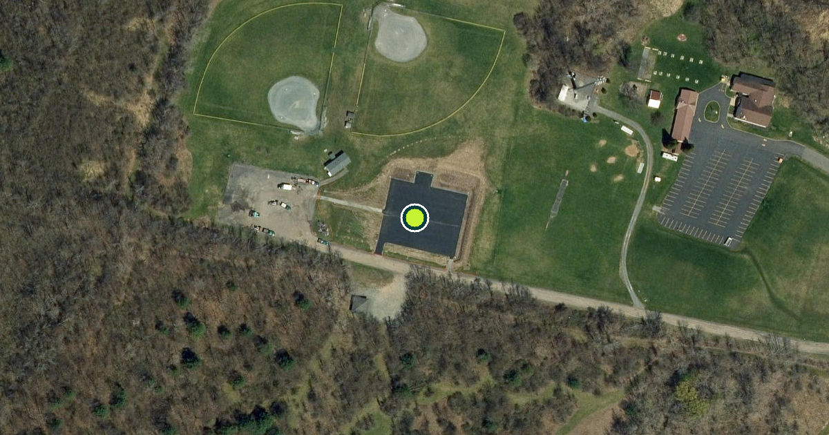 Satellite view of Veterans Memorial Park and Mooney Carrese Forest Pickleball Courts