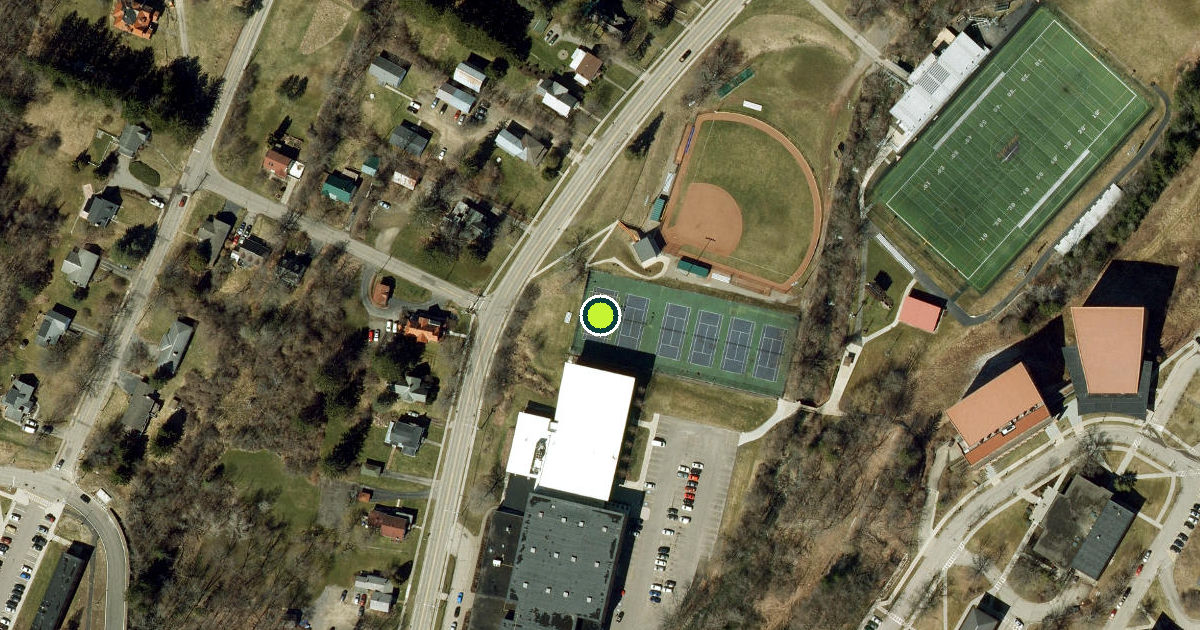 Satellite view of Village of Alfred Pickleball Courts