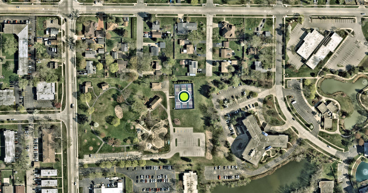 Satellite view of Wheeling Park Chambers Pickle Ball Court