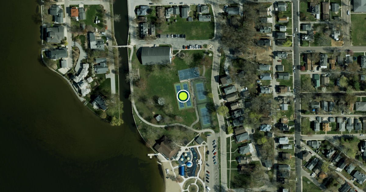 Satellite view of Winona Lake Pickleball Courts