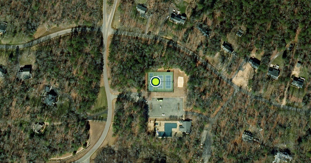 Satellite view of Woodland Pond Swim and Racquet Club Tennis and Pickleball Courts
