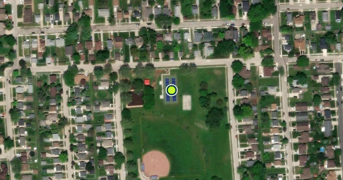Satellite view of Wyandotte Pickleball Courts
